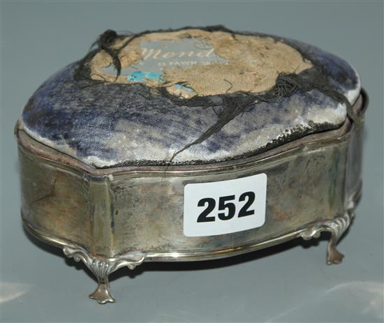 George V silver shaped oval trinket box